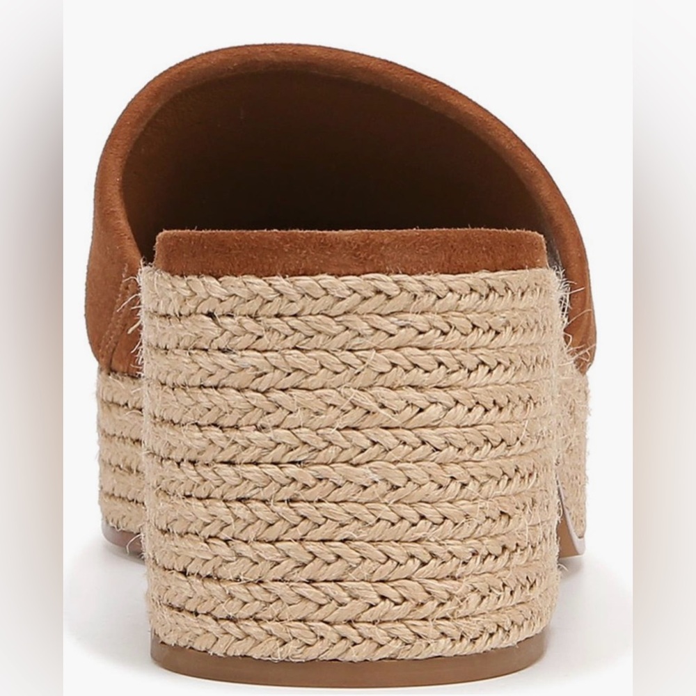 Vince Suede Slide Mule in Chestnut Brown with Natural Espadrille - Picture 7 of 16